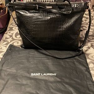 YSL Saint Laurent large crocodile crossbody shopper